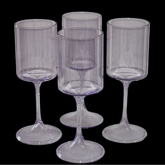 Rachel Zoe Drinkware‎ Purple Clear Wine Glass 13oz Set of 4 - Picture 1 of 16